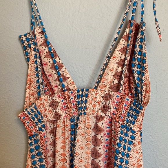 Lulu's Womens Size S Maxin' Relaxin' Blue Multi Print Sleeveless Tie-Strap Maxi - Picture 10 of 14